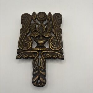 Vintage Brass PWF Trivet Made In Korea Hot Plate Kitchen 7.5 Inch